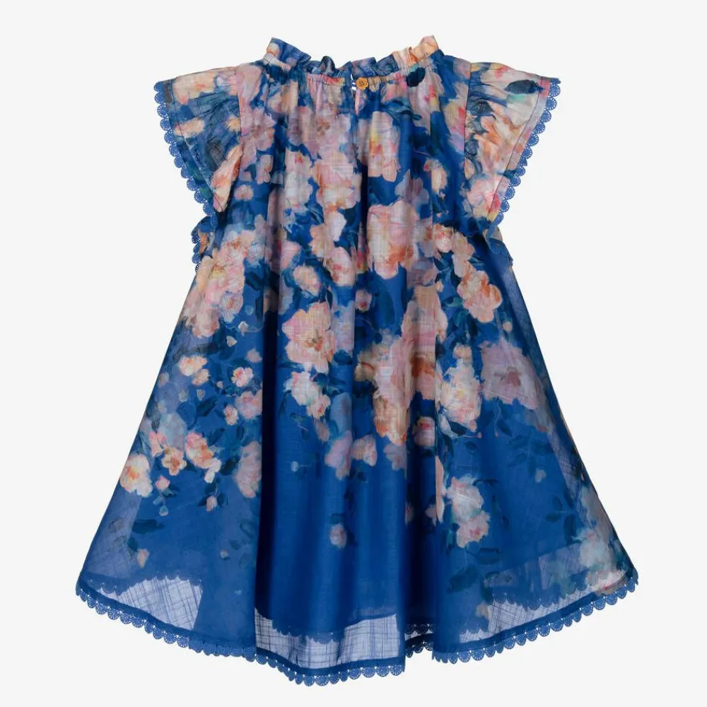 Zimmermann Dresses*Girls Blue Cotton Floral Dress DarkBlueWatercolourFloral