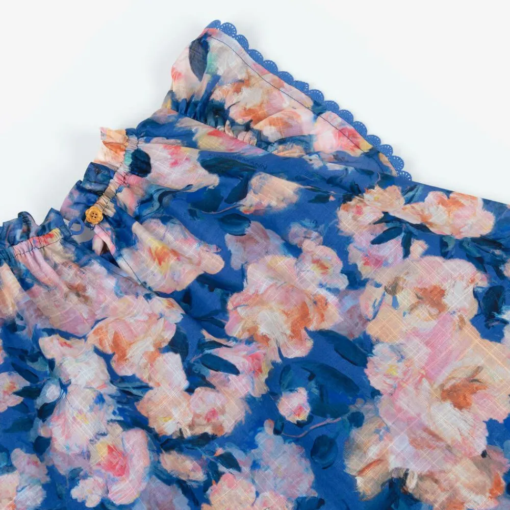 Zimmermann Dresses*Girls Blue Cotton Floral Dress DarkBlueWatercolourFloral