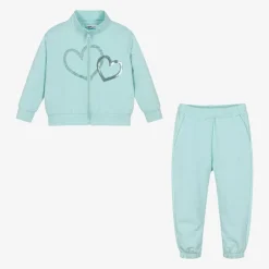 iDO Baby Tracksuits*Girls Blue Cotton Heart Tracksuit