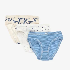 Petit Bateau Underwear*Girls Blue Cotton Knickers (3 Pack)