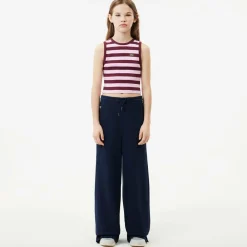 Lacoste Trousers*Girls Blue Cotton Wide Leg Joggers