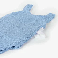 Hunza G Swimwear*Girls Blue Crinkle Frill Swimsuit Cornflower