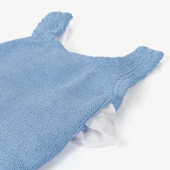 Hunza G Swimwear*Girls Blue Crinkle Frill Swimsuit Cornflower