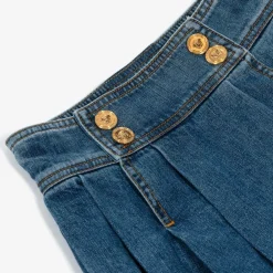 Versace Skirts*Girls Blue Denim Medusa Buttons Skirt