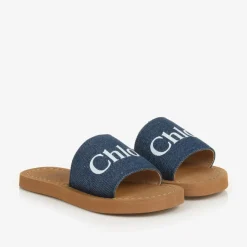 Chloé Sliders|Sliders*Girls Blue Denim Sliders