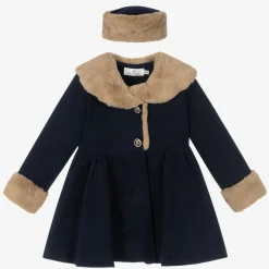Beau KiD Coats & Jackets*Girls Blue Faux Fur Coat & Hat