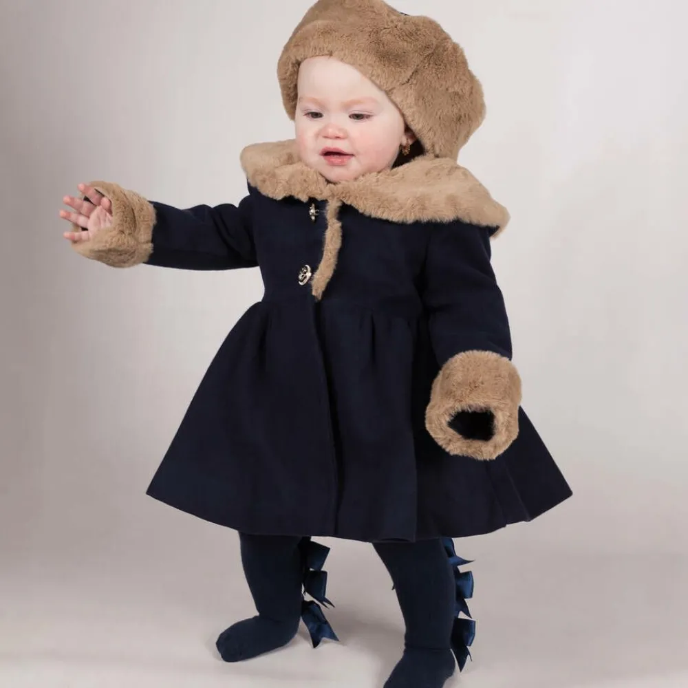 Beau KiD Coats & Jackets*Girls Blue Faux Fur Coat & Hat
