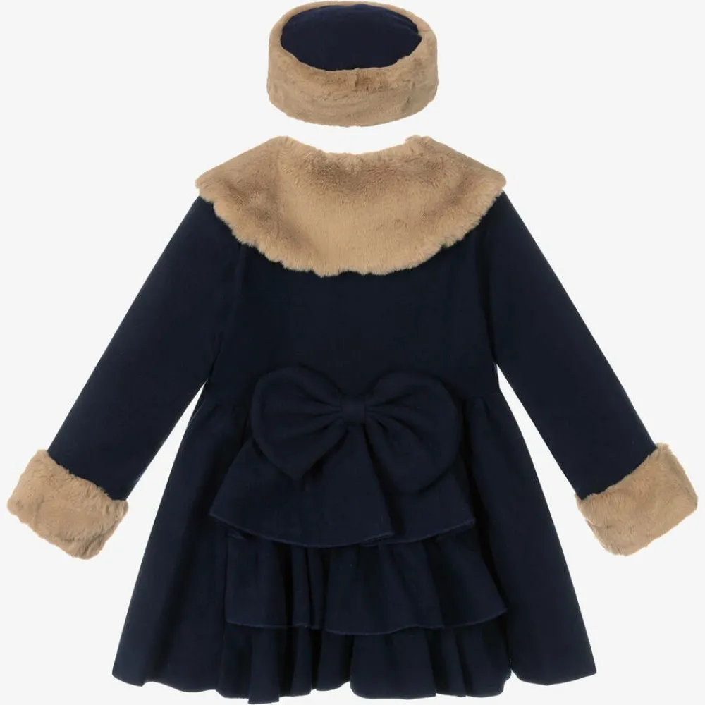 Beau KiD Coats & Jackets*Girls Blue Faux Fur Coat & Hat