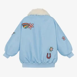 Stella McCartney Kids Coats & Jackets*Girls Blue Faux Fur Collar Jacket