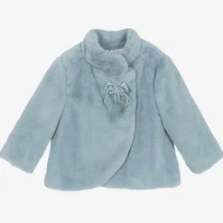 Mayoral Coats & Jackets*Girls Blue Faux Fur Jacket