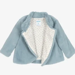 Mayoral Coats & Jackets*Girls Blue Faux Fur Jacket