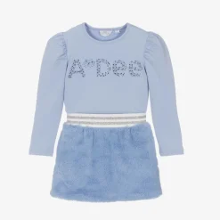 A Dee Outfit Sets*Girls Blue Faux Fur Skirt Set