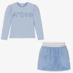A Dee Outfit Sets*Girls Blue Faux Fur Skirt Set