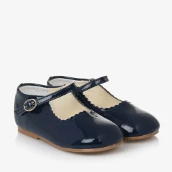 Sevva Bar Shoes|Bar Shoes*Girls Blue Faux Patent Leather Shoes