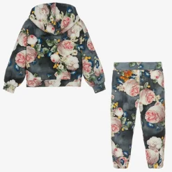 Monnalisa Tracksuits*Girls Blue Floral Cotton Tracksuit