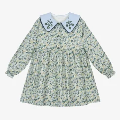 Paloma de la O Dresses*Girls Blue Floral Cotton Dress