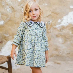 Paloma de la O Dresses*Girls Blue Floral Cotton Dress