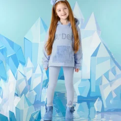 A Dee Outfit Sets*Girls Blue Hooded Cotton Leggings Set