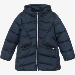 Mayoral Coats & Jackets*Girls Blue Hooded Puffer Coat