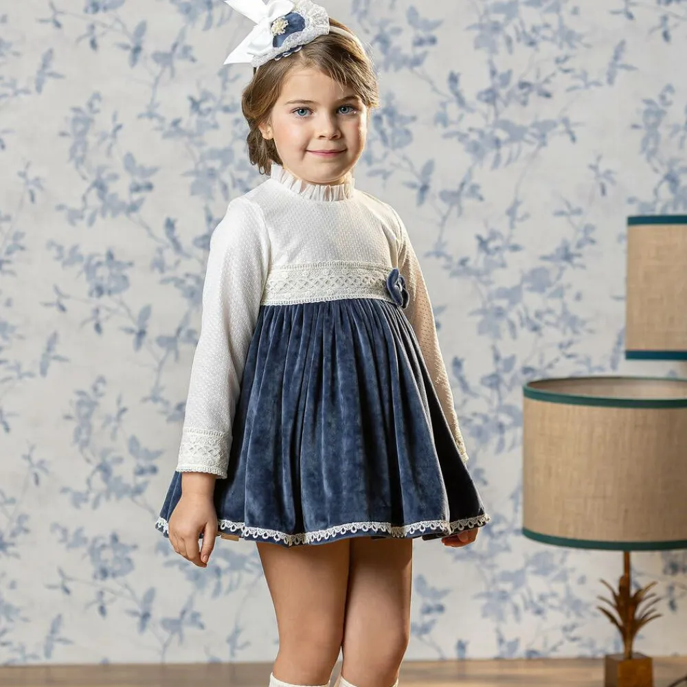Abuela Tata Dresses*Girls Blue Lace Plush Dress