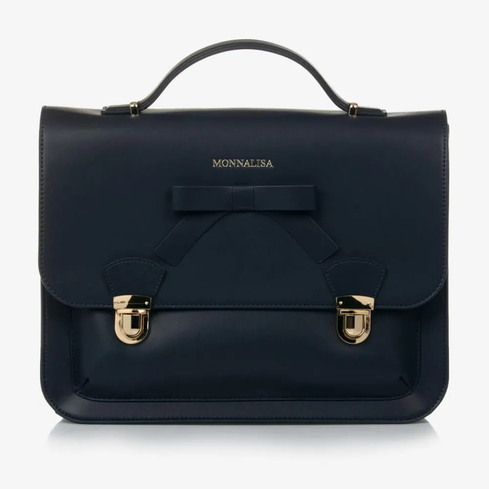 Monnalisa Bags*Girls Blue Leather Satchel (34cm)