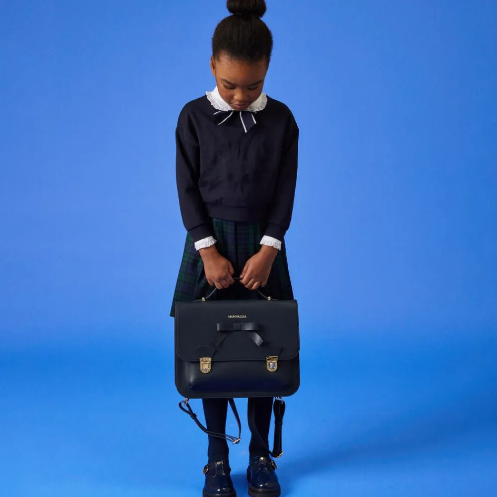 Monnalisa Bags*Girls Blue Leather Satchel (34cm)