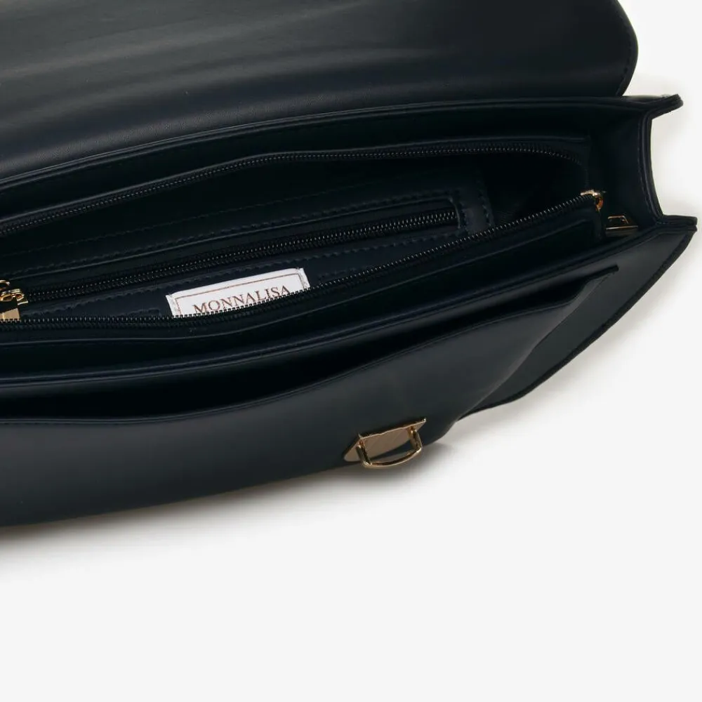 Monnalisa Bags*Girls Blue Leather Satchel (34cm)