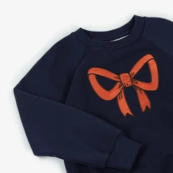 Mini Rodini Tops*Girls Blue Organic Cotton Bow Sweatshirt