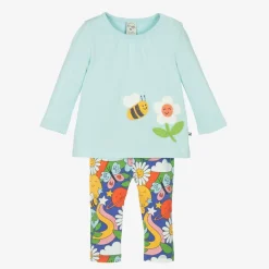 Frugi Outfit Sets|Outfit Sets*Girls Blue Organic Cotton Floral Leggings Set
