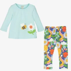 Frugi Outfit Sets|Outfit Sets*Girls Blue Organic Cotton Floral Leggings Set