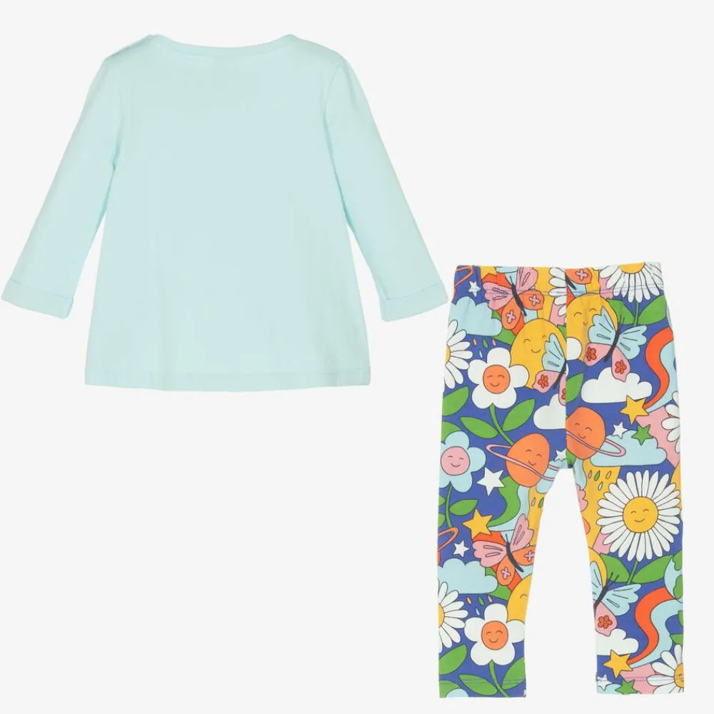 Frugi Outfit Sets|Outfit Sets*Girls Blue Organic Cotton Floral Leggings Set