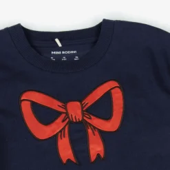 Mini Rodini Tops*Girls Blue Organic Cotton Bow T-Shirt