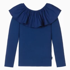 Molo Tops*Girls Blue Organic Cotton Ruffle Top VibrantBlue