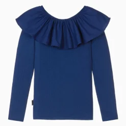Molo Tops*Girls Blue Organic Cotton Ruffle Top VibrantBlue