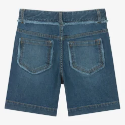 Chloé Shorts*Girls Blue Organic Denim Fringe Shorts