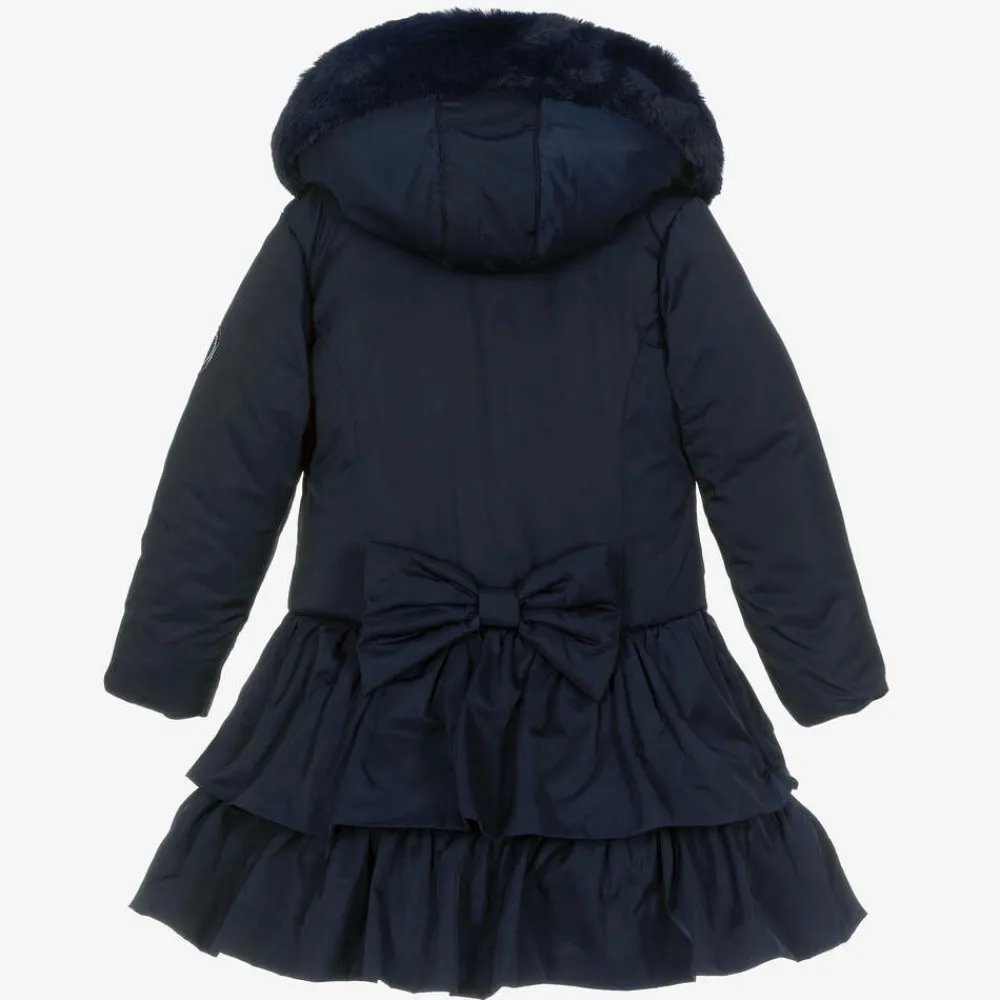 A Dee Coats & Jackets*Girls Blue Padded Ruffle Hooded Coat