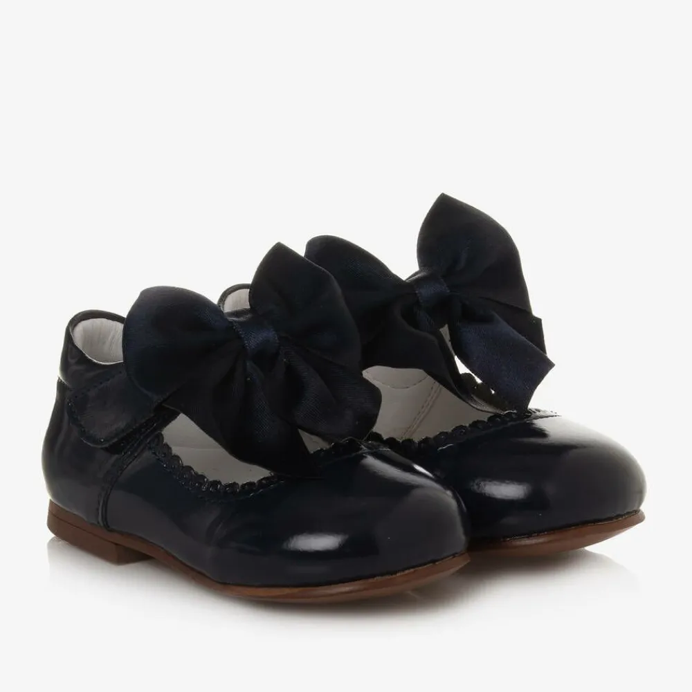 Caramelo Kids Bar Shoes|Bar Shoes*Girls Blue Patent Bow Shoes