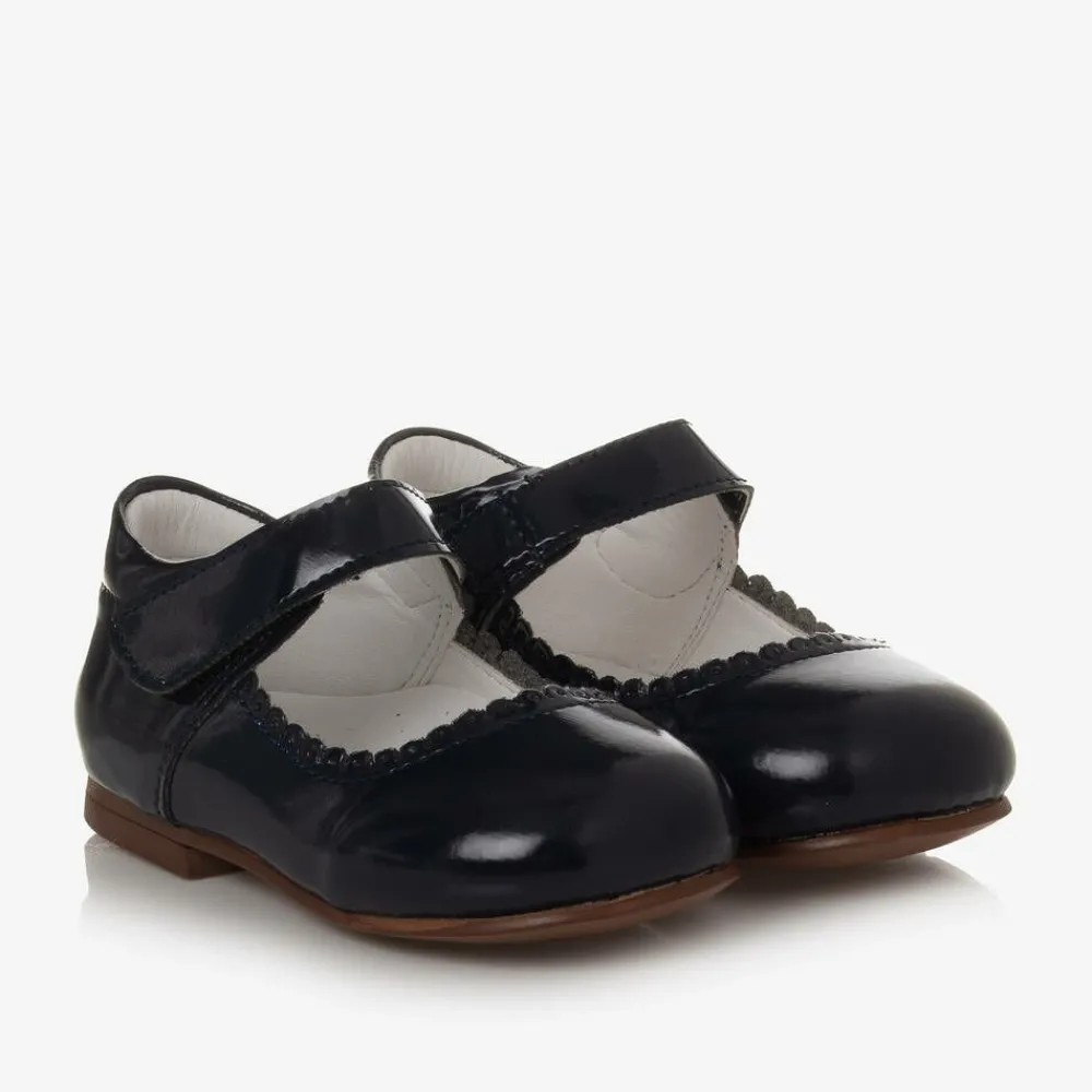 Caramelo Kids Bar Shoes|Bar Shoes*Girls Blue Patent Bow Shoes