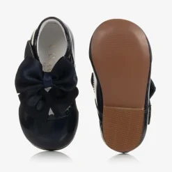 Caramelo Kids Bar Shoes|Bar Shoes*Girls Blue Patent Bow Shoes