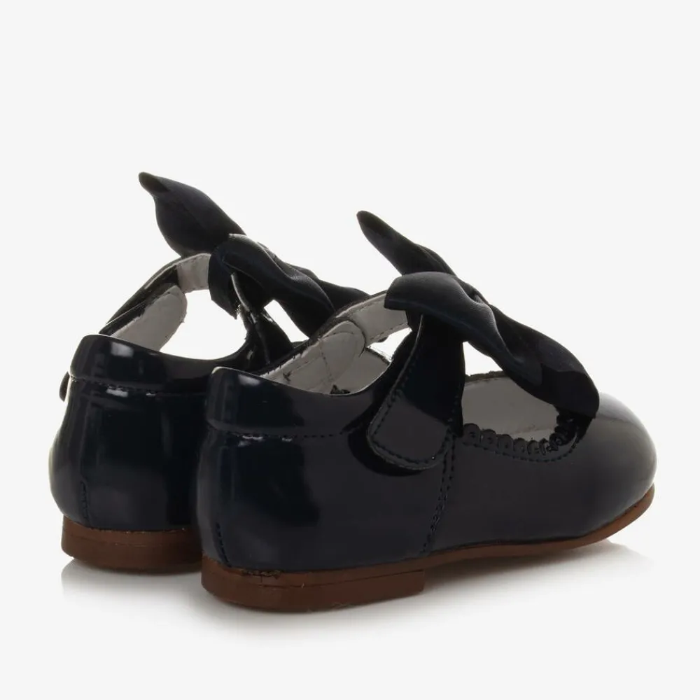 Caramelo Kids Bar Shoes|Bar Shoes*Girls Blue Patent Bow Shoes
