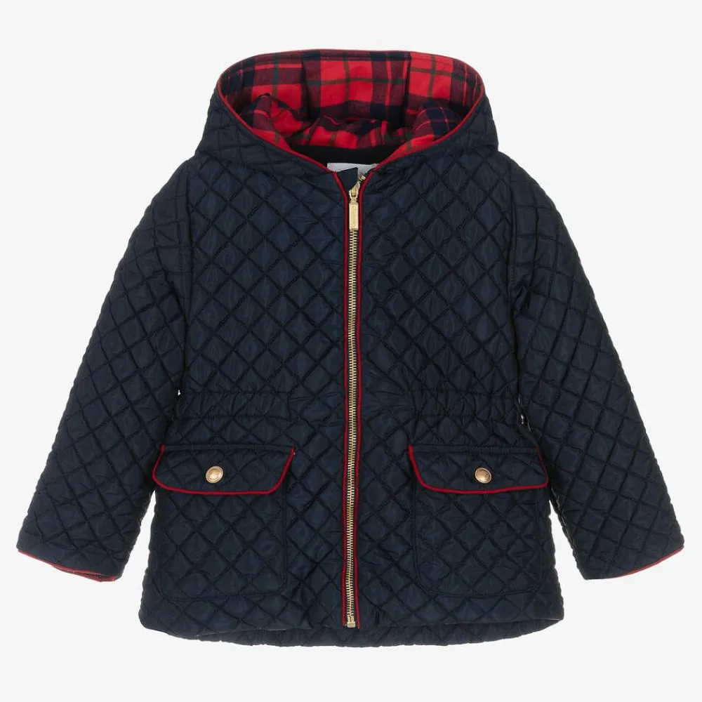 Patachou Coats & Jackets*Girls Blue Quilted Hooded Jacket