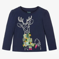 Hatley Tops*Girls Blue Reindeer Top