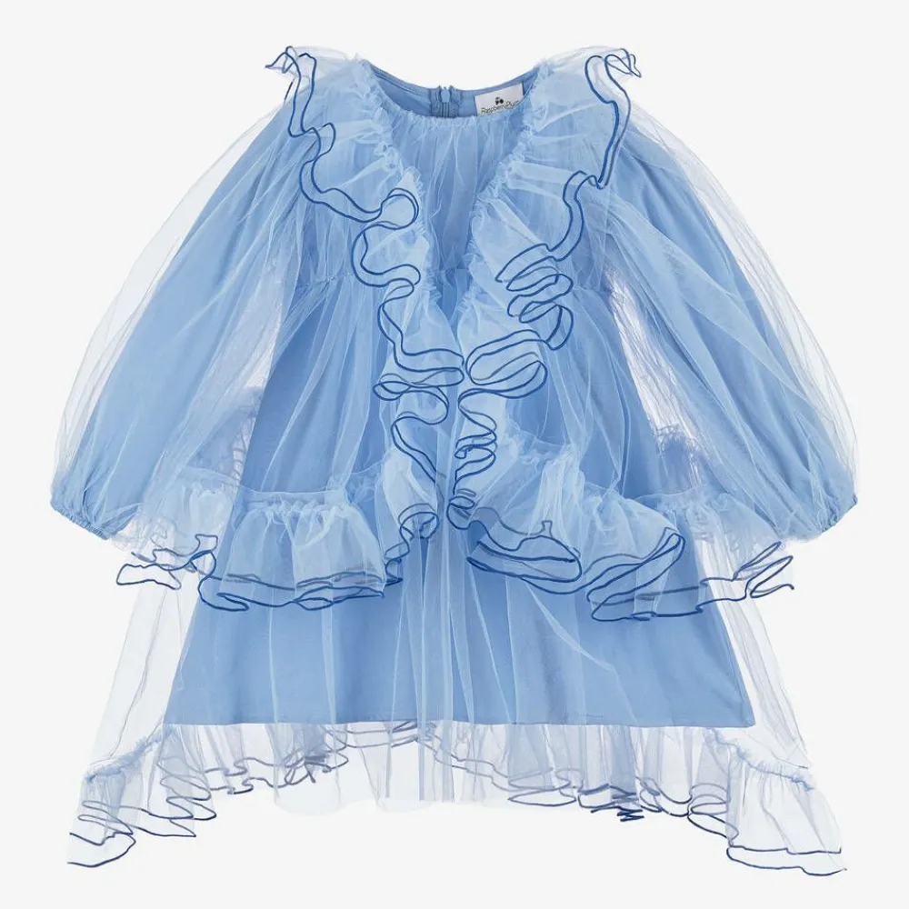 RaspberryPlum Dresses*Girls Blue Tulle Ruffle Dress