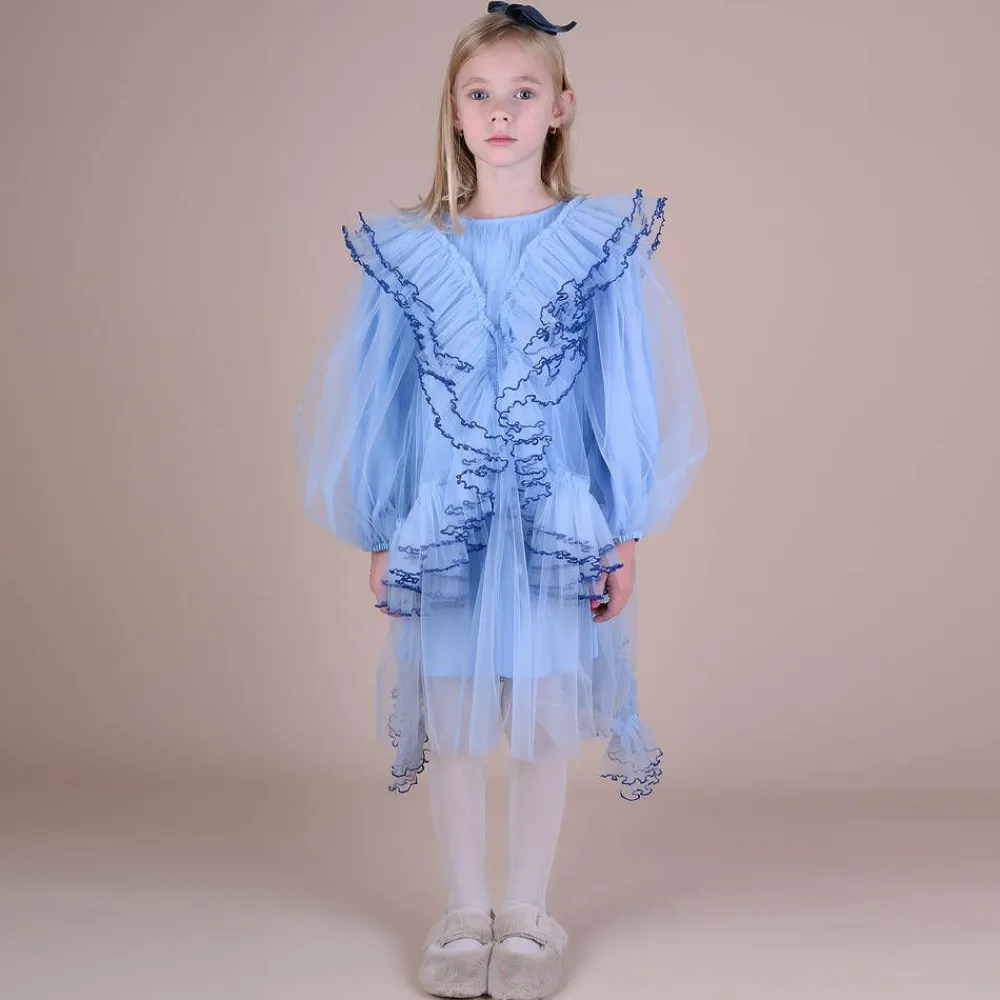 RaspberryPlum Dresses*Girls Blue Tulle Ruffle Dress