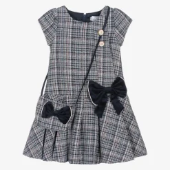 Beau KiD Dresses*Girls Blue Tweed Dress & Handbag Set