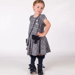 Beau KiD Dresses*Girls Blue Tweed Dress & Handbag Set