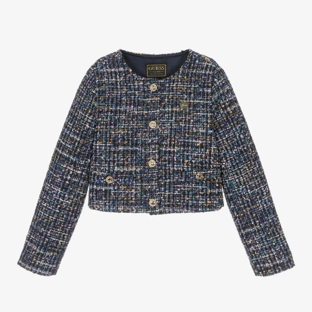 Guess Coats & Jackets*Girls Blue Tweed Jacket