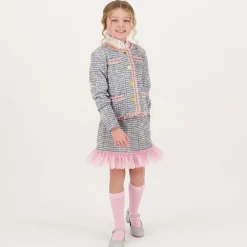 Angels Face Outfit Sets*Girls Tweed Skirt Set Blue
