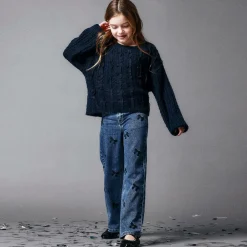 NAME IT Trousers*Girls Blue Wide Leg Bow Jeans