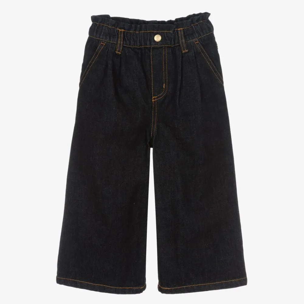 KENZO KIDS Trousers*Girls Blue Wide Leg Denim Jeans